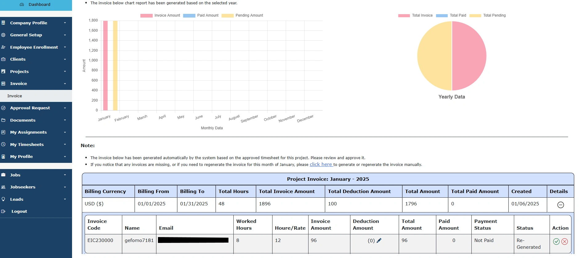 project invoice